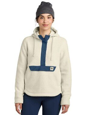 Outdoor Research W's Packwood Fleece Pullover Hoodie, Oat/Navy, size Large